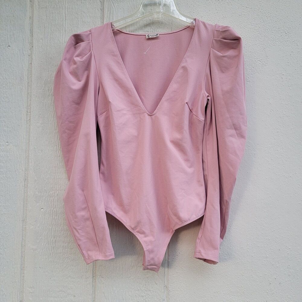 Intimately Free People longsleeve puffy sleeve pink body suit wmns sz S